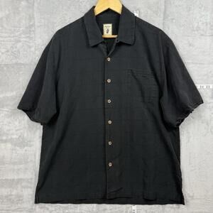 Jamaica Jaxx Black Check Textured Shirt XL Island Style Rayon Blend Short Sleeve